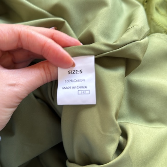 Dokotoo Mini Dress Olive Green Eyelet Lace Knee Length Short Puffy Sleeve Size S - Picture 14 of 14